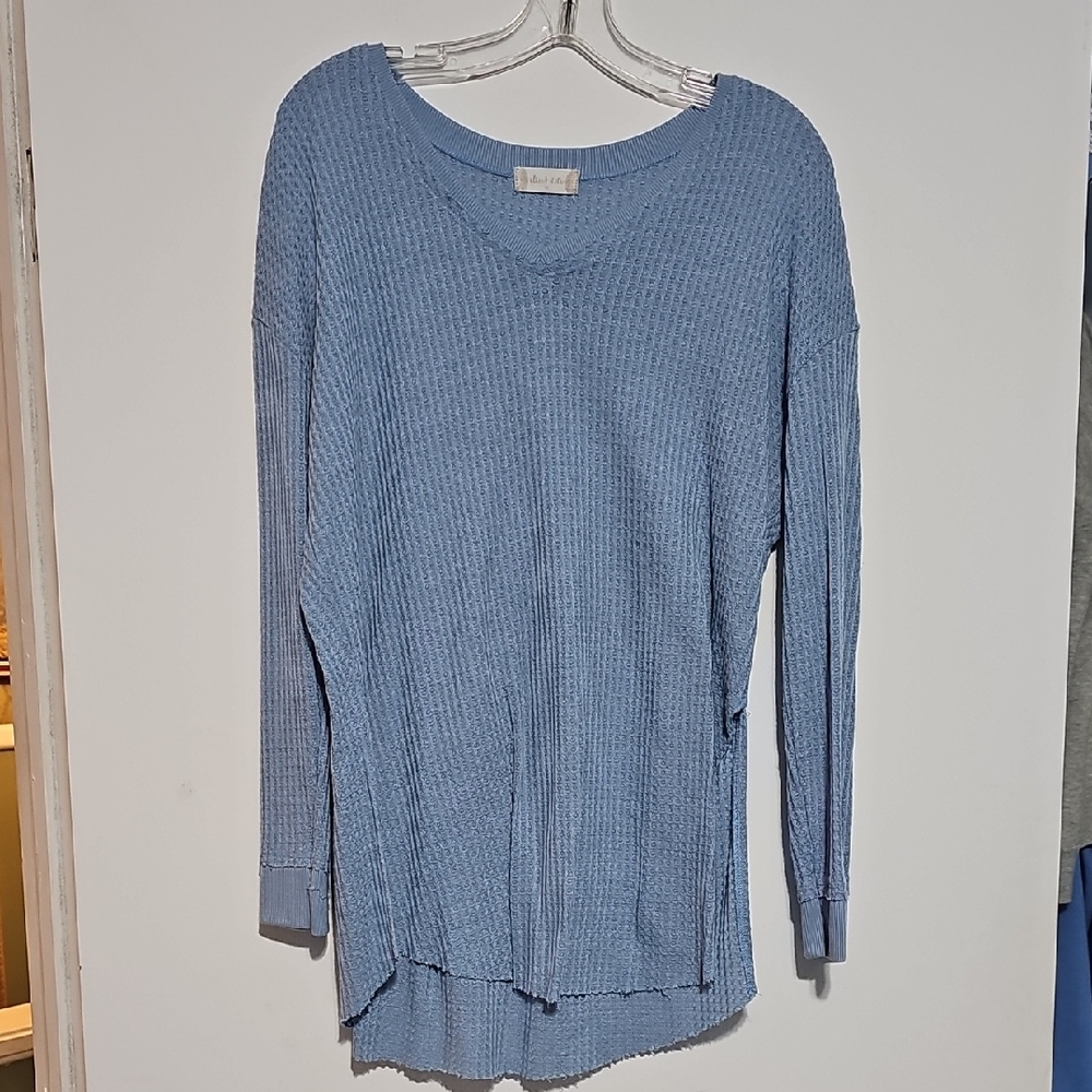 Altar'd State Blue Waffle Knit Sweater Sz Medium Carolina Blue UNC TARHEELS